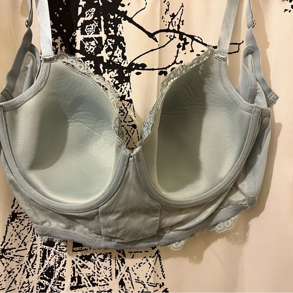 Cacique Lace Balconette Bra Underwire Lace Up Accents Blue 42DD - Picture 12 of 13